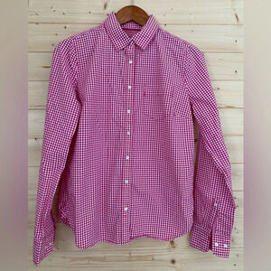 PLAID WOMEN’S Medium Button Down Collared Shades of Pink and White Shirt